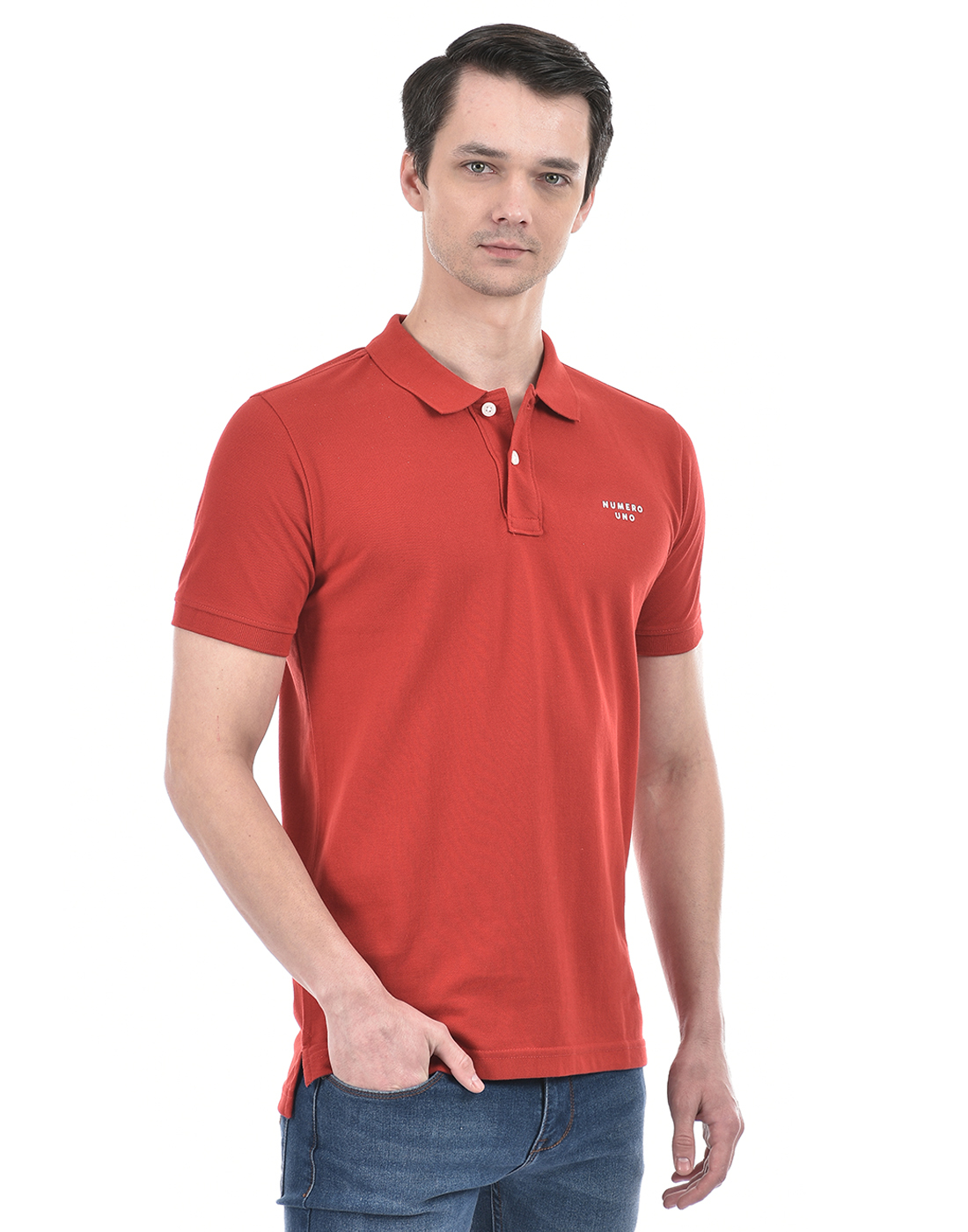 Numero Uno Men Logo Print Red T-Shirt